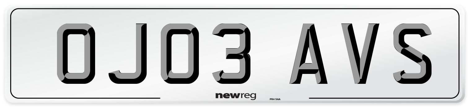 OJ03 AVS Number Plate from New Reg